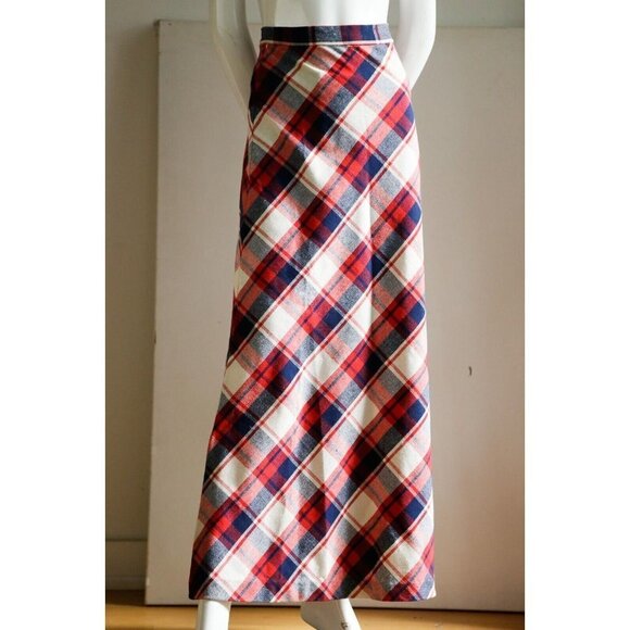 Vintage Large Scale Plaid A line Maxi Skirt XS - Picture 4 of 7
